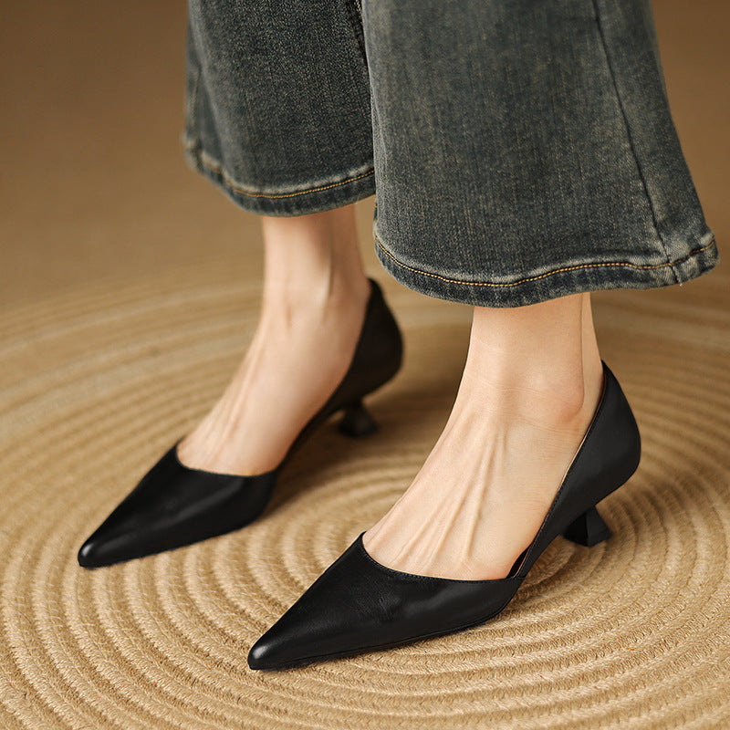 Women's Leather Kitten Heels
