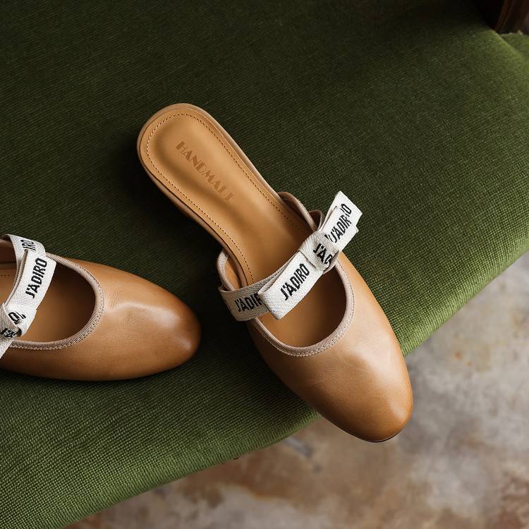 Women's Bow Leather Mules