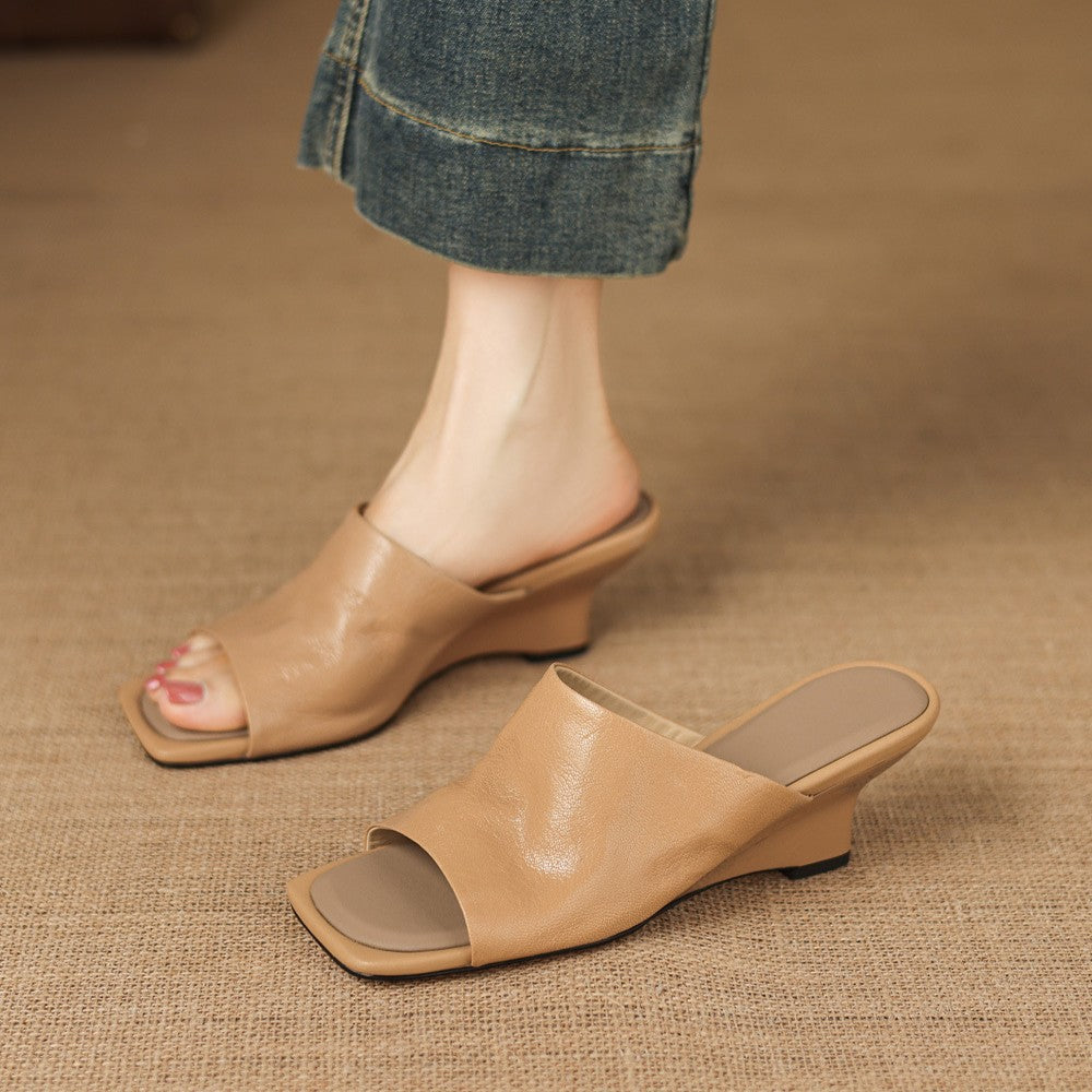 Women's Square-Toe Leather Mules