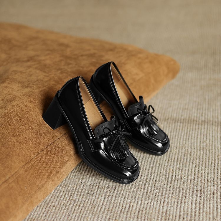 Women's Tassel Leather Loafer Pumps