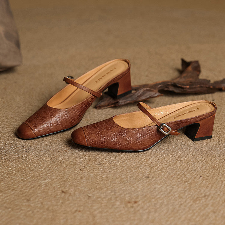Women's Strap Leather Mules
