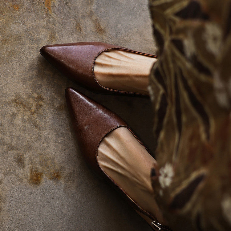 Women's Leather Slingback Heels
