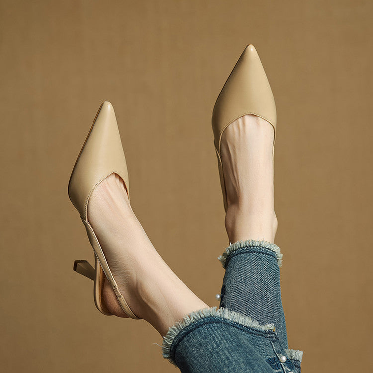 Women's Slingback Leather Heels