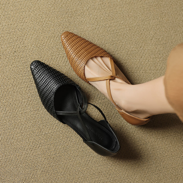 Orvana™ | Woven T-Strap Pointed-Toe Flats