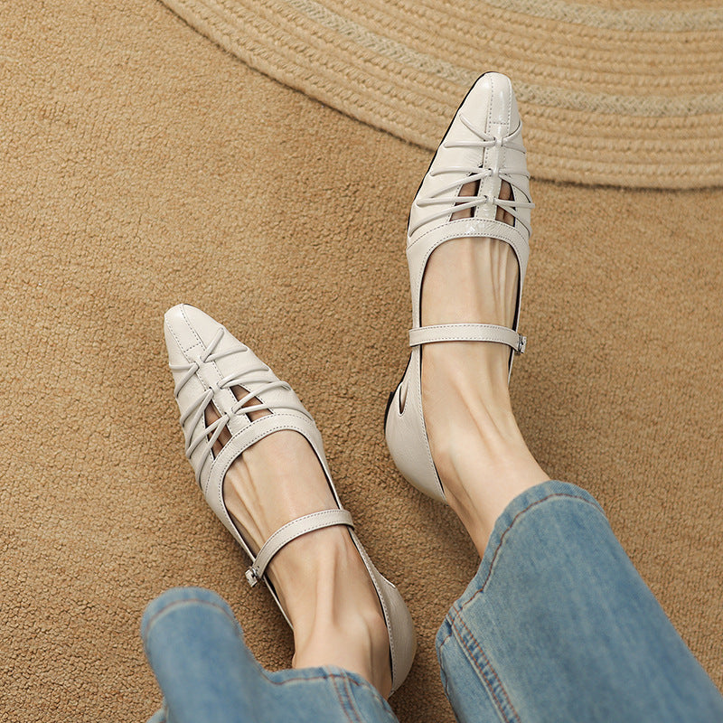 Clairvette™ | Pointed Lattice-Cut Mary Jane Flat