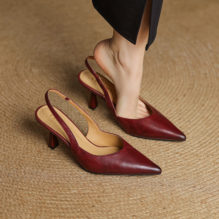 Women's Slingback Leather Heels