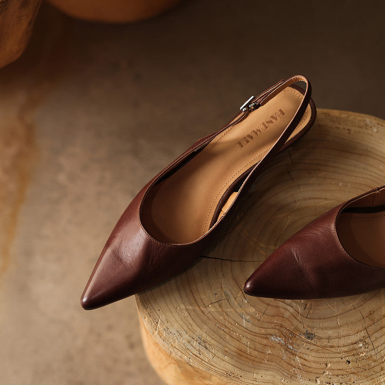 Women's Leather Slingback Heels