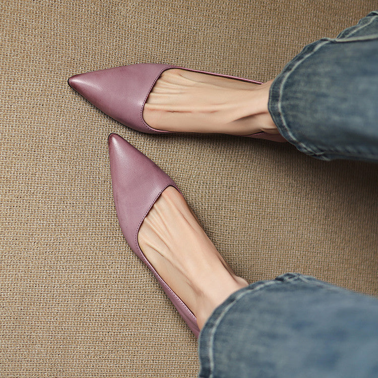 Women's Leather Kitten Heel Pumps