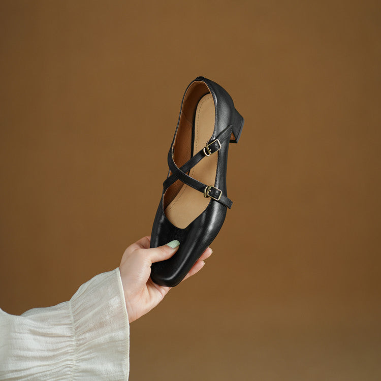 Women's Mary-Jane Leather Heels