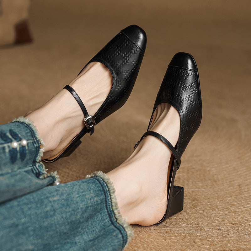Women's Strap Leather Mules