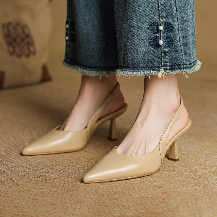 Women's Slingback Leather Heels