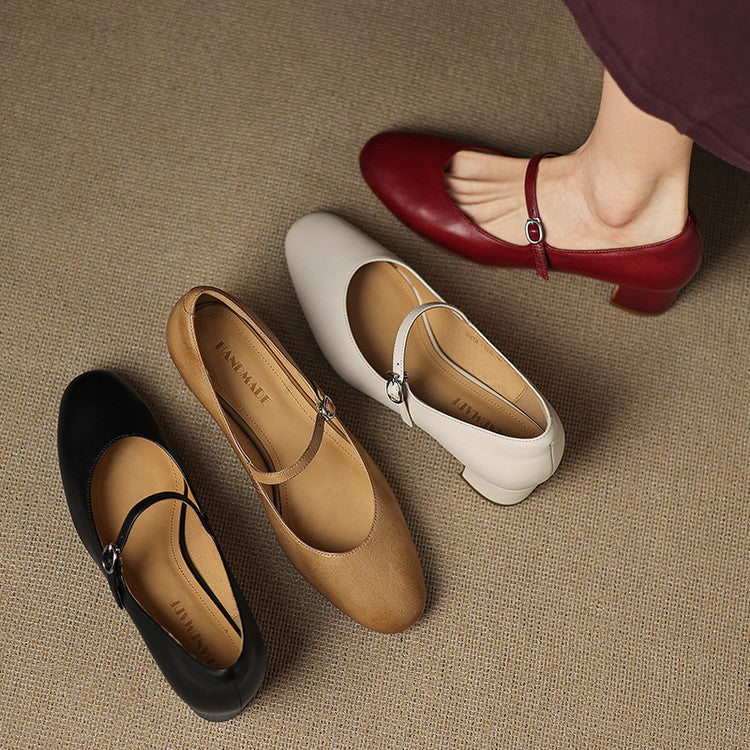 Women's Leather Block Heels