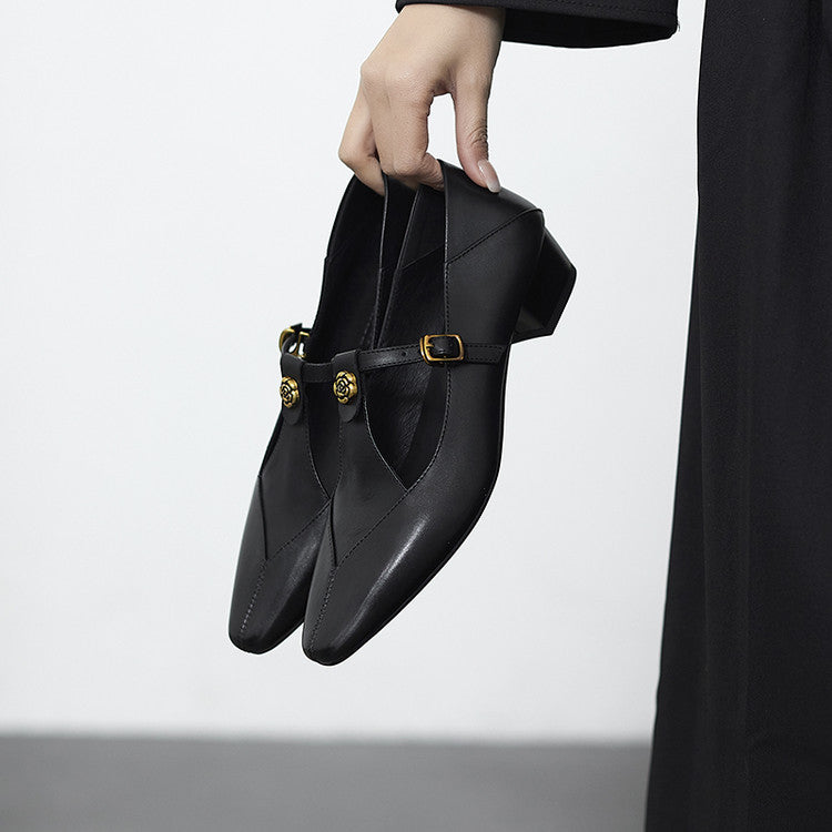 Women's T-Bar Leather Pumps