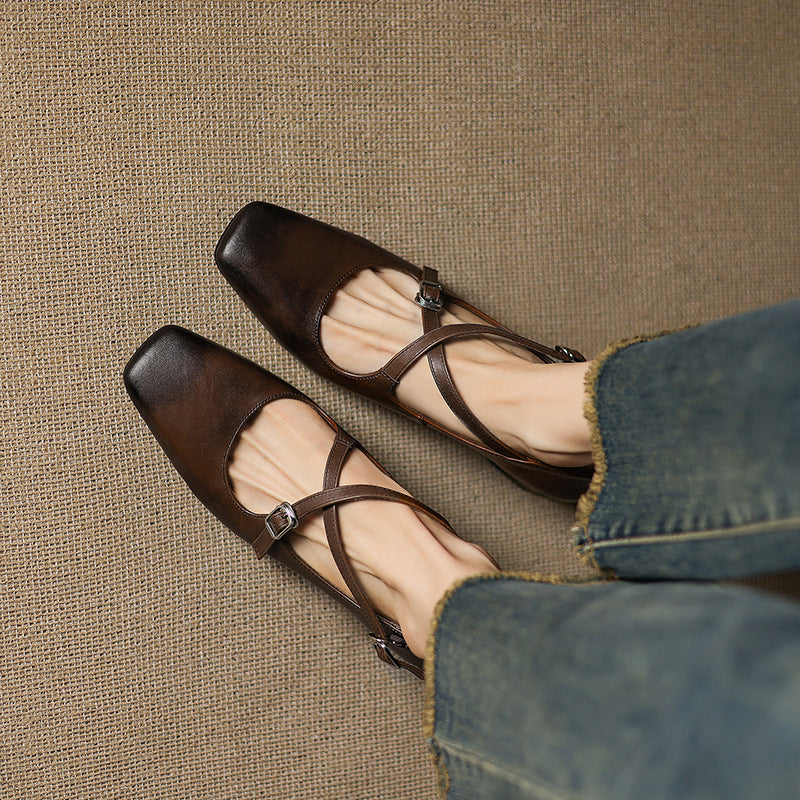 Women's Leather Kitten Heels
