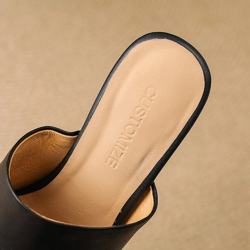 Women's Curve Leather Mule Heels