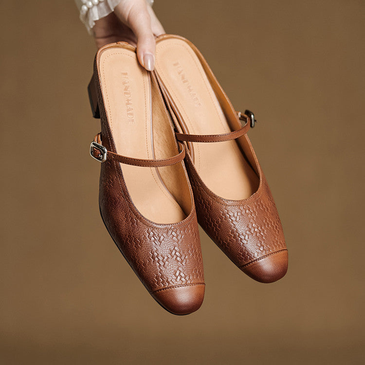 Women's Strap Leather Mules