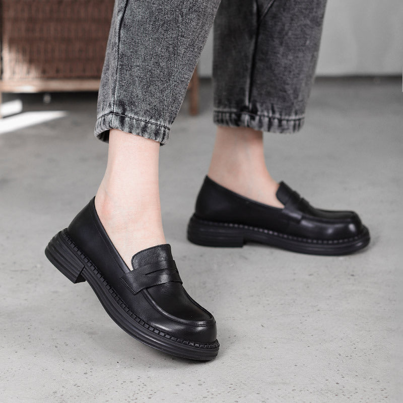 Women's Leather Round-Toe Loafers