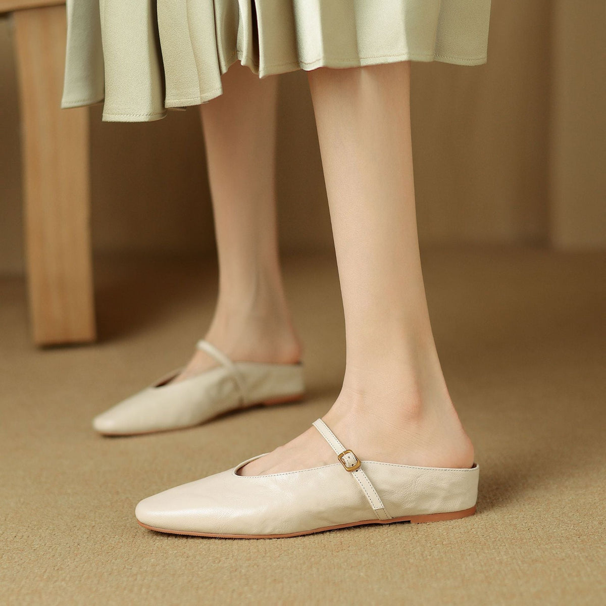 Women's Leather Strap Mules