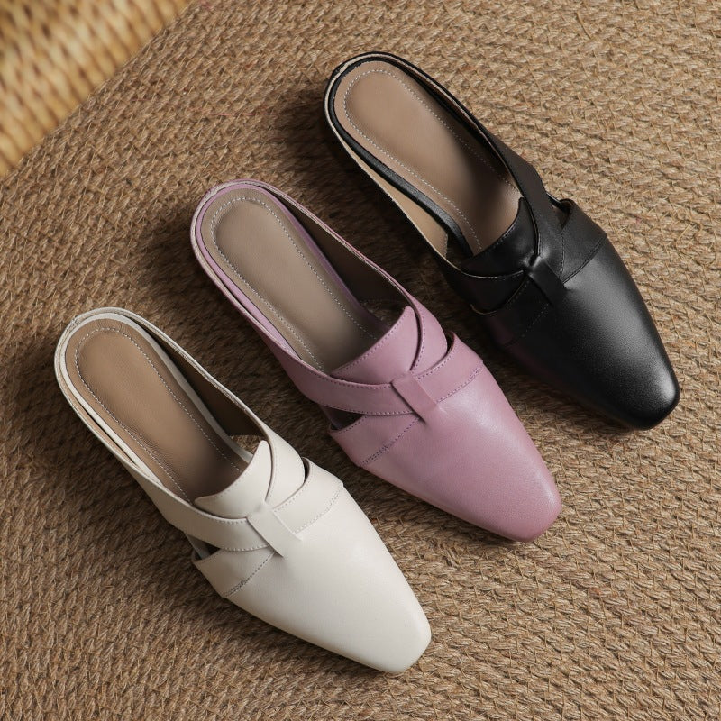 Women's Cross Leather Mules