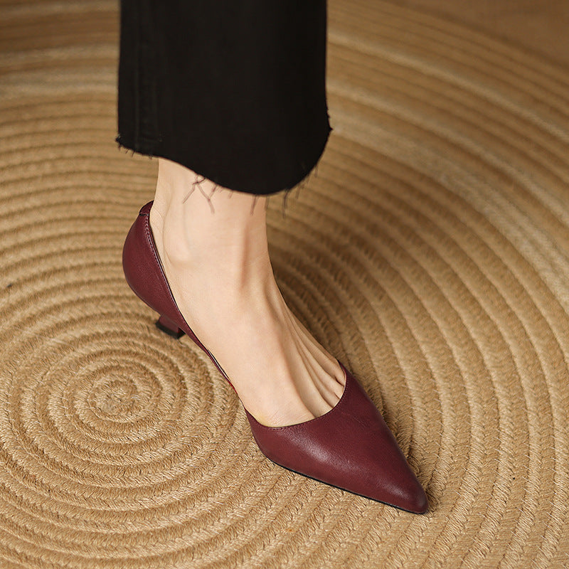Women's Leather Kitten Heels