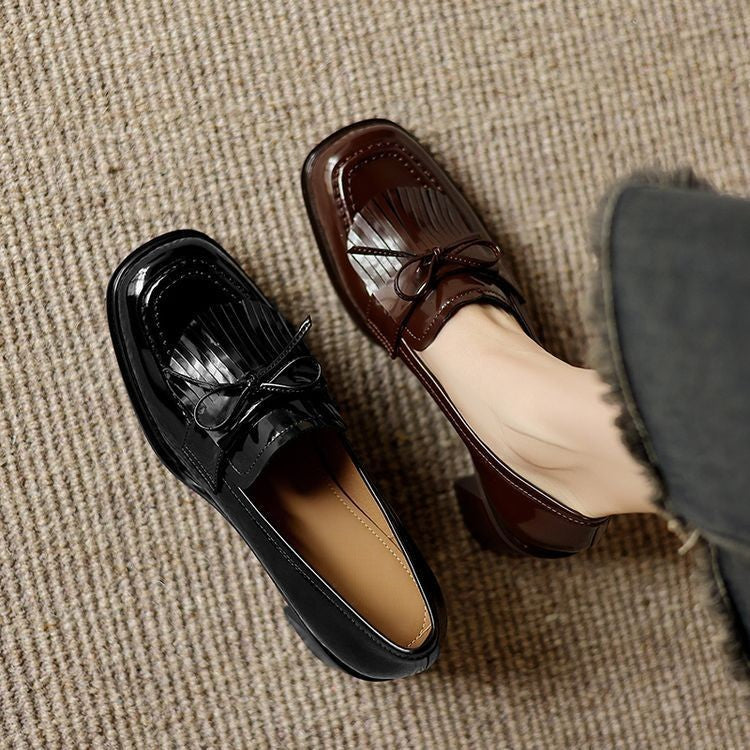 Women's Tassel Leather Loafer Pumps