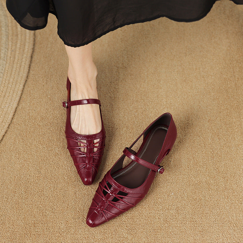 Clairvette™ | Pointed Lattice-Cut Mary Jane Flat