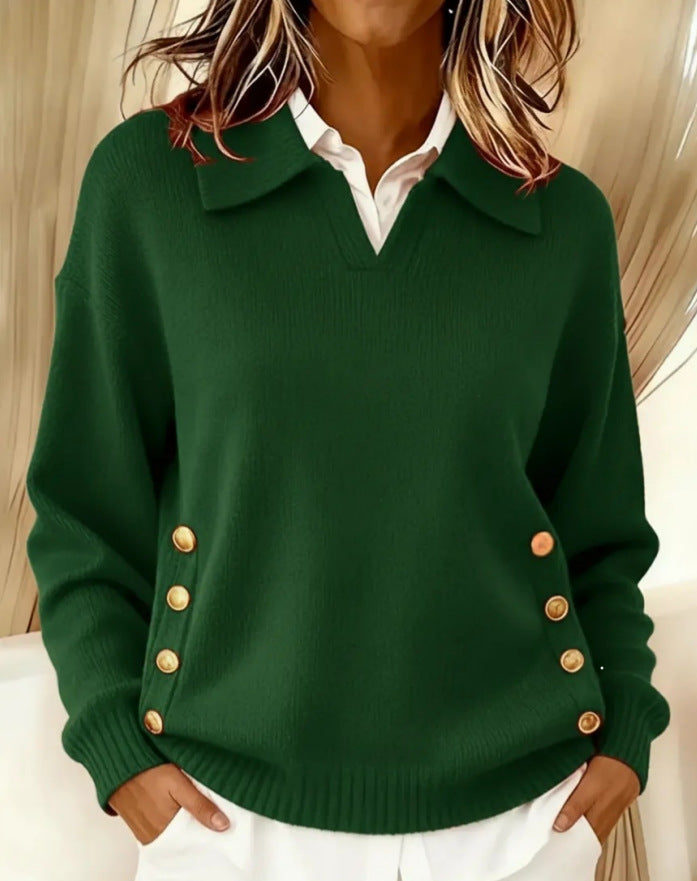 Beverley™ | Relaxed Oversized Lapel Collar Pullover Sweater