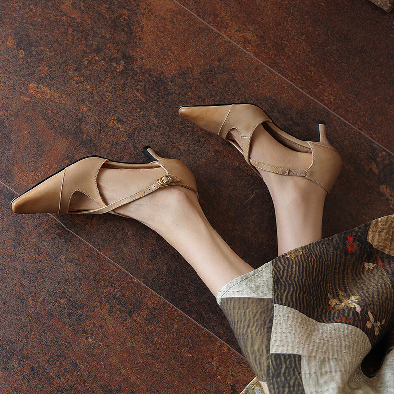 Women's Leather Mary-Jane Heels