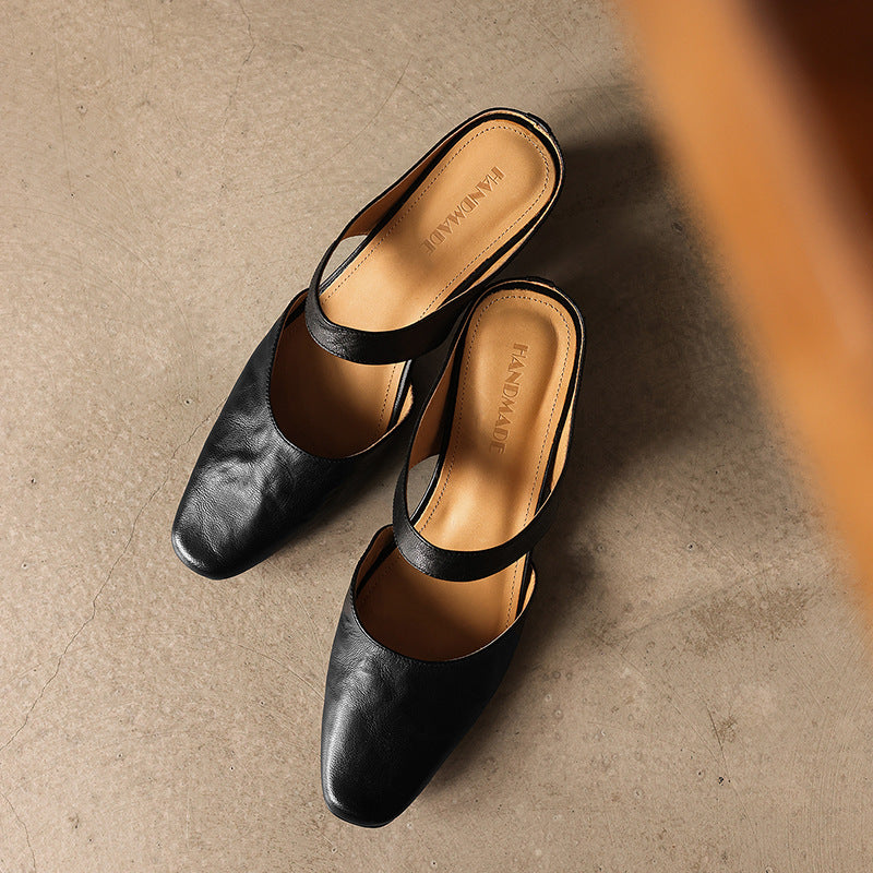 Women's Square-Toe Leather Mules