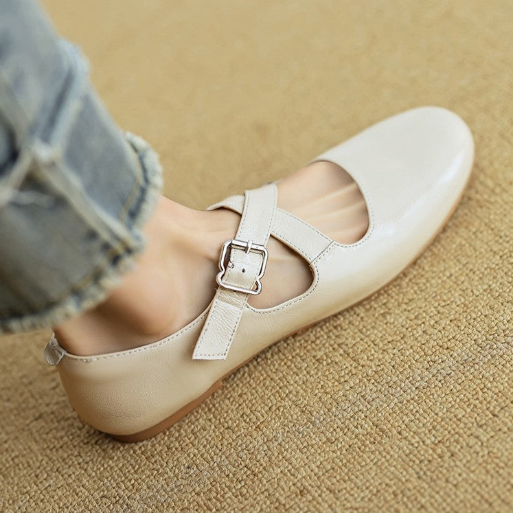 Women's Cross-Strap Leather Flats