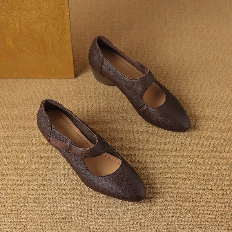 Women's Leather Mary-Jane Heels