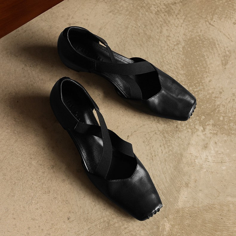 Women's Leather Cross-Strap Heels