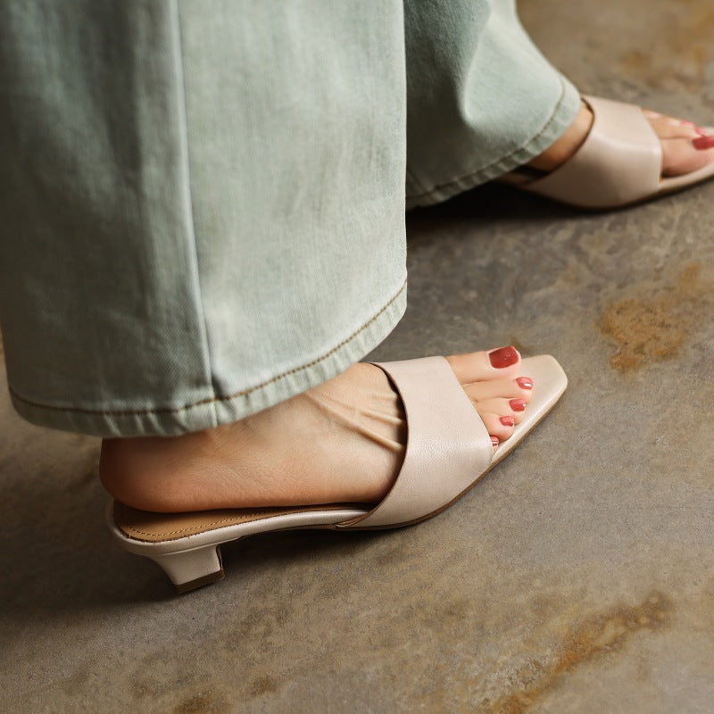 Women's Square-Toe Leather Mules