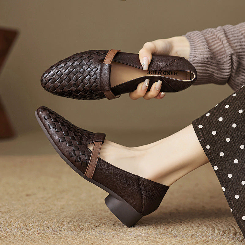 Women's Woven Leather Loafers