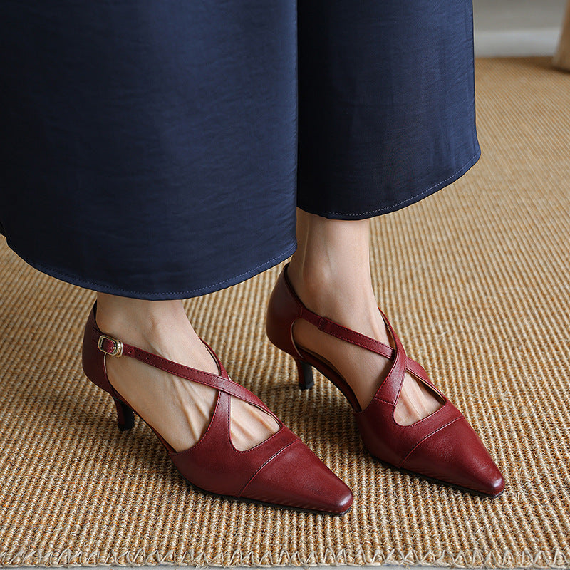 Women's Leather Mary-Jane Heels