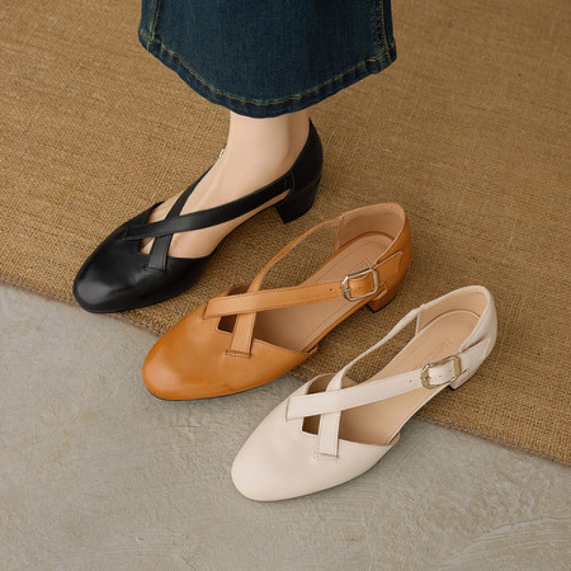 Women's Crossstrap Leather Heels