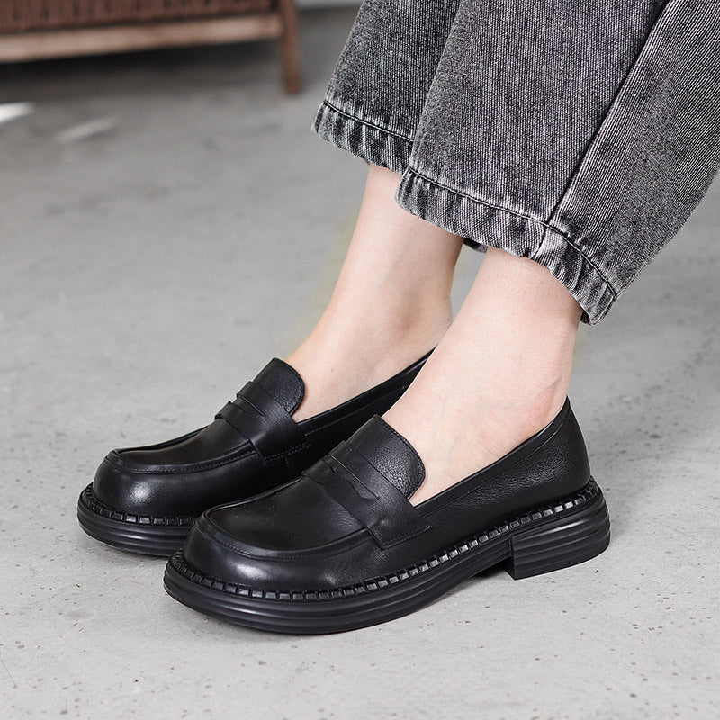 Women's Leather Round-Toe Loafers