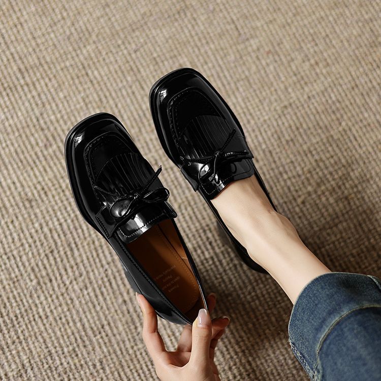 Women's Tassel Leather Loafer Pumps