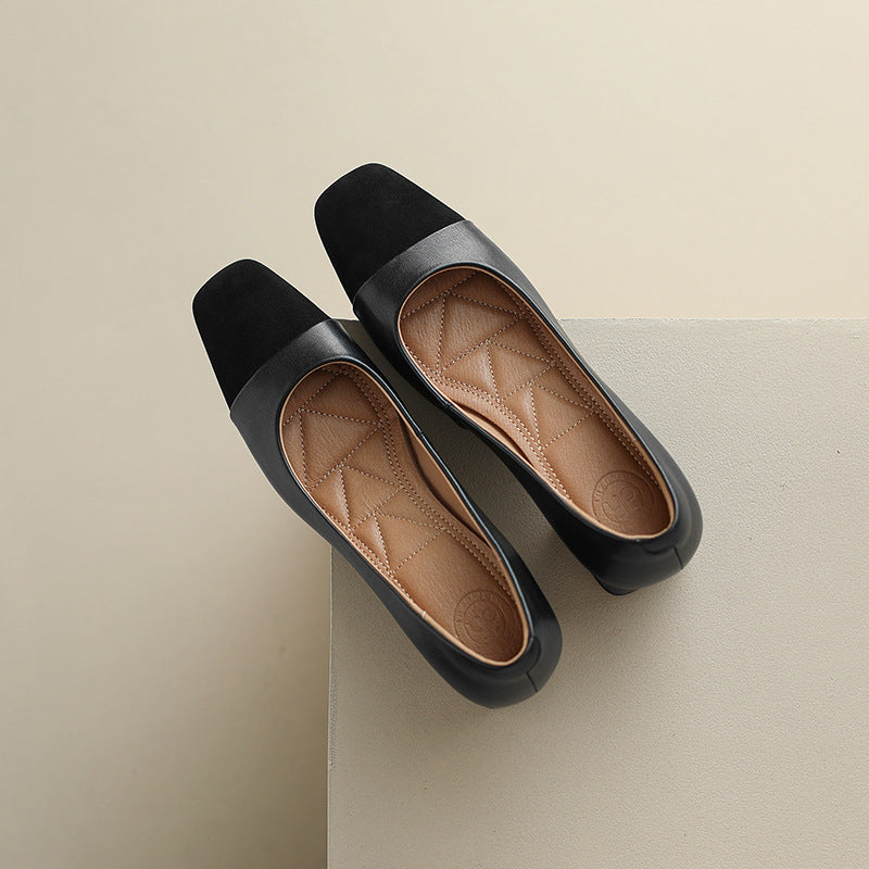 Women's Square-Toe Leather Pumps