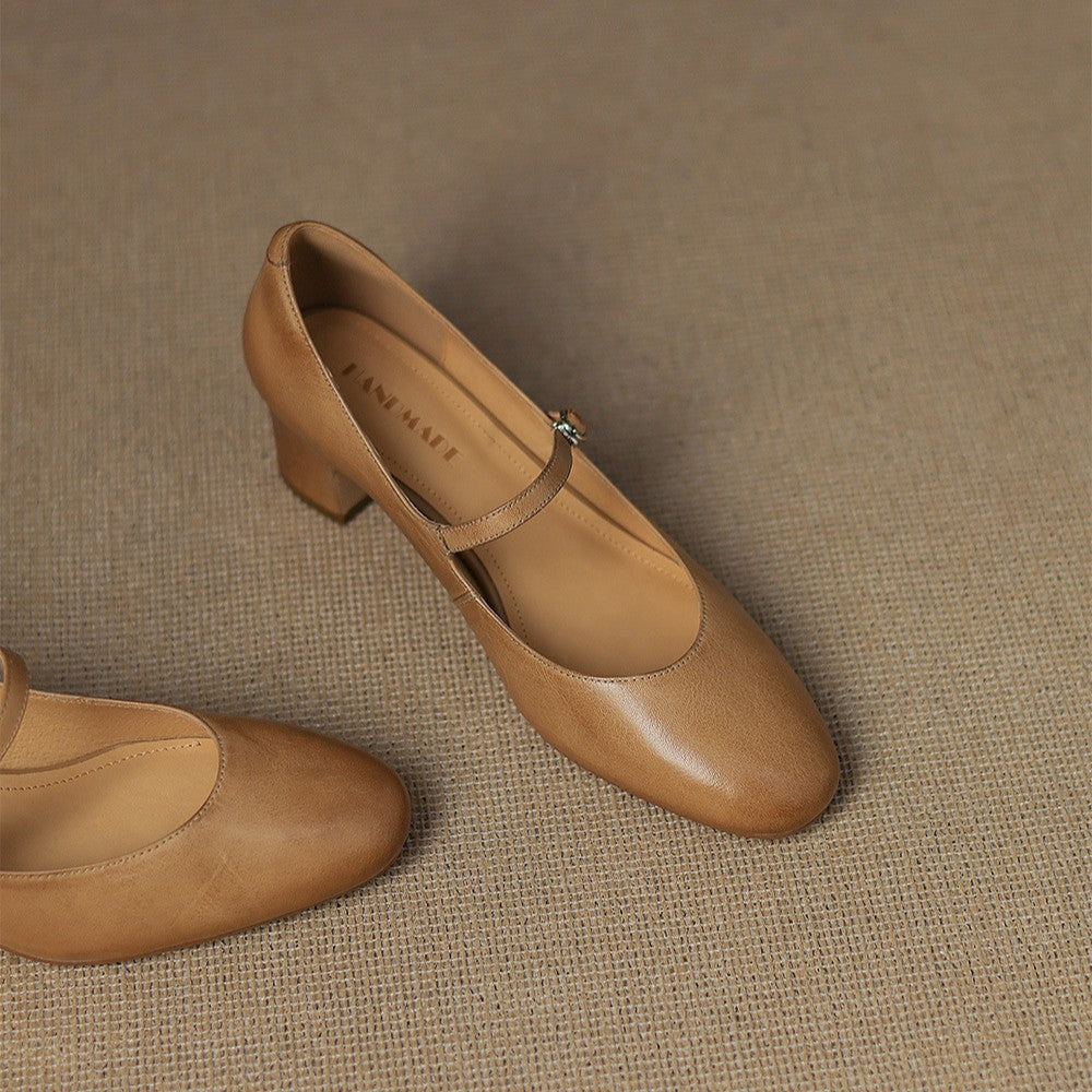 Women's Leather Block Heels