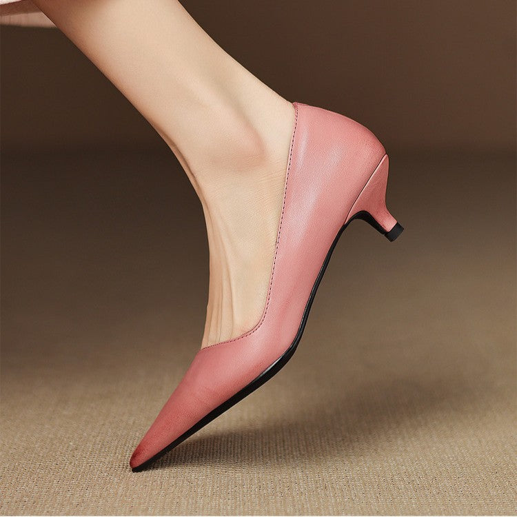 Women's Leather Kitten Heel Pumps