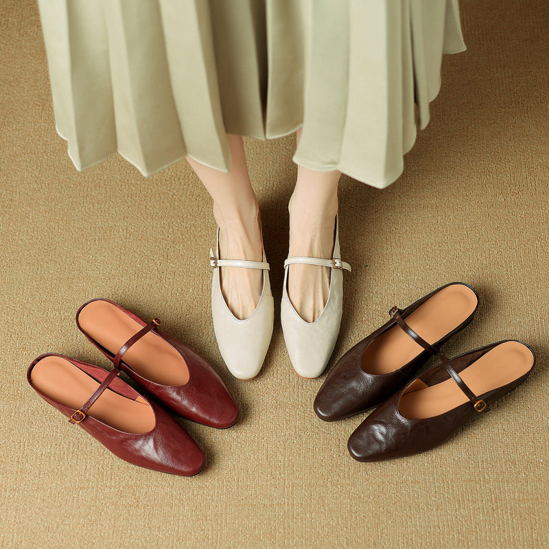 Women's Leather Strap Mules