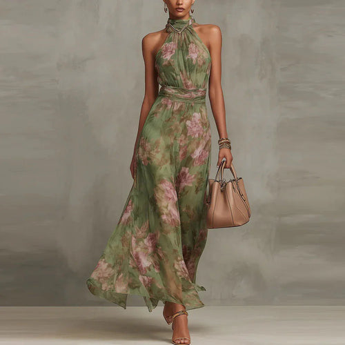Vanna™ | Floral Halter Maxi Dress