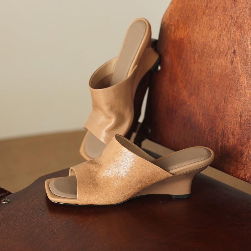 Women's Square-Toe Leather Mules