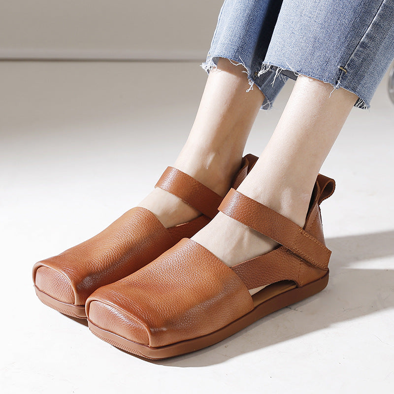 Women's Soft Strap Leather Flats