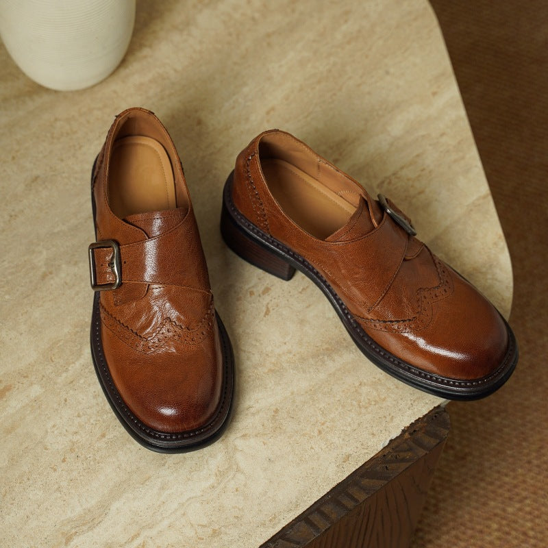 Women's Monk-Strap Leather Brogues