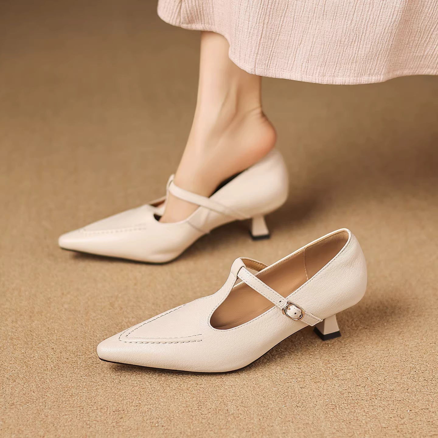 Fiorella™ | T-Strap Kitten Heel Pumps