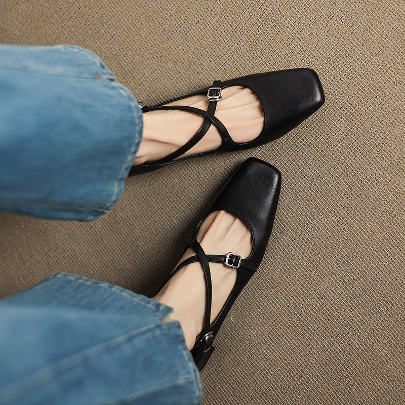 Women's Leather Kitten Heels