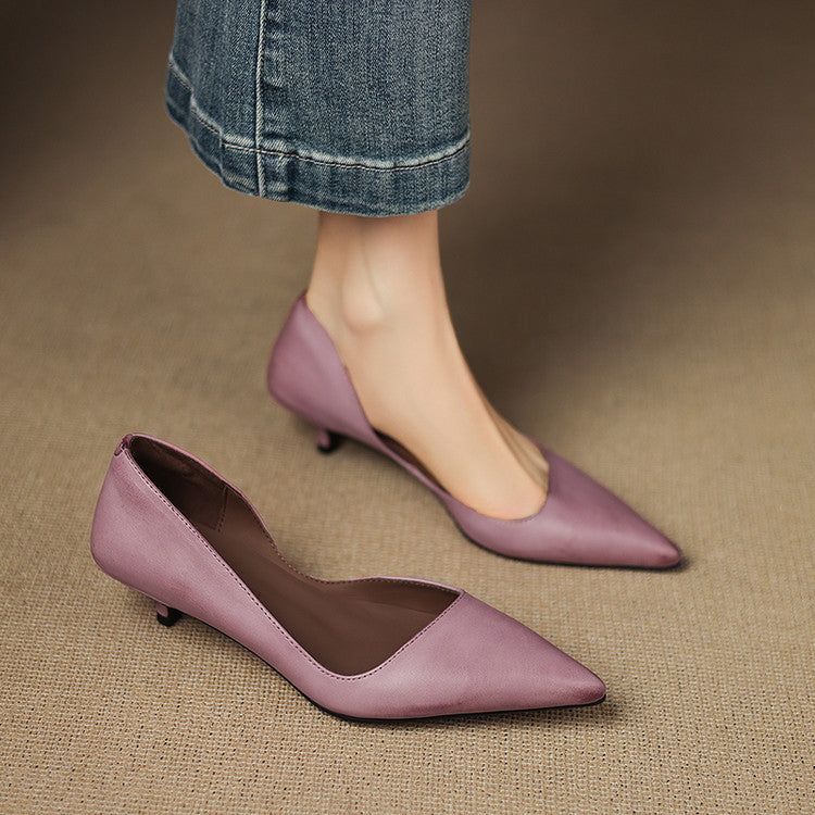 Women's Leather Kitten Heel Pumps