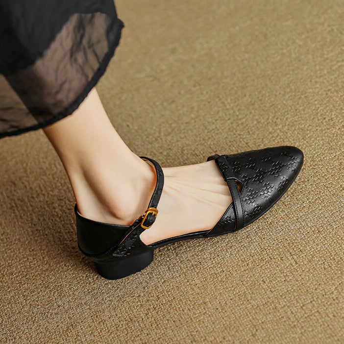 Women's Woven Leather Mary-Janes